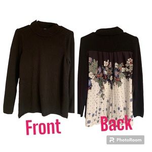 Chicos size 0 black sweater with fancy floral back SIZE SMALL